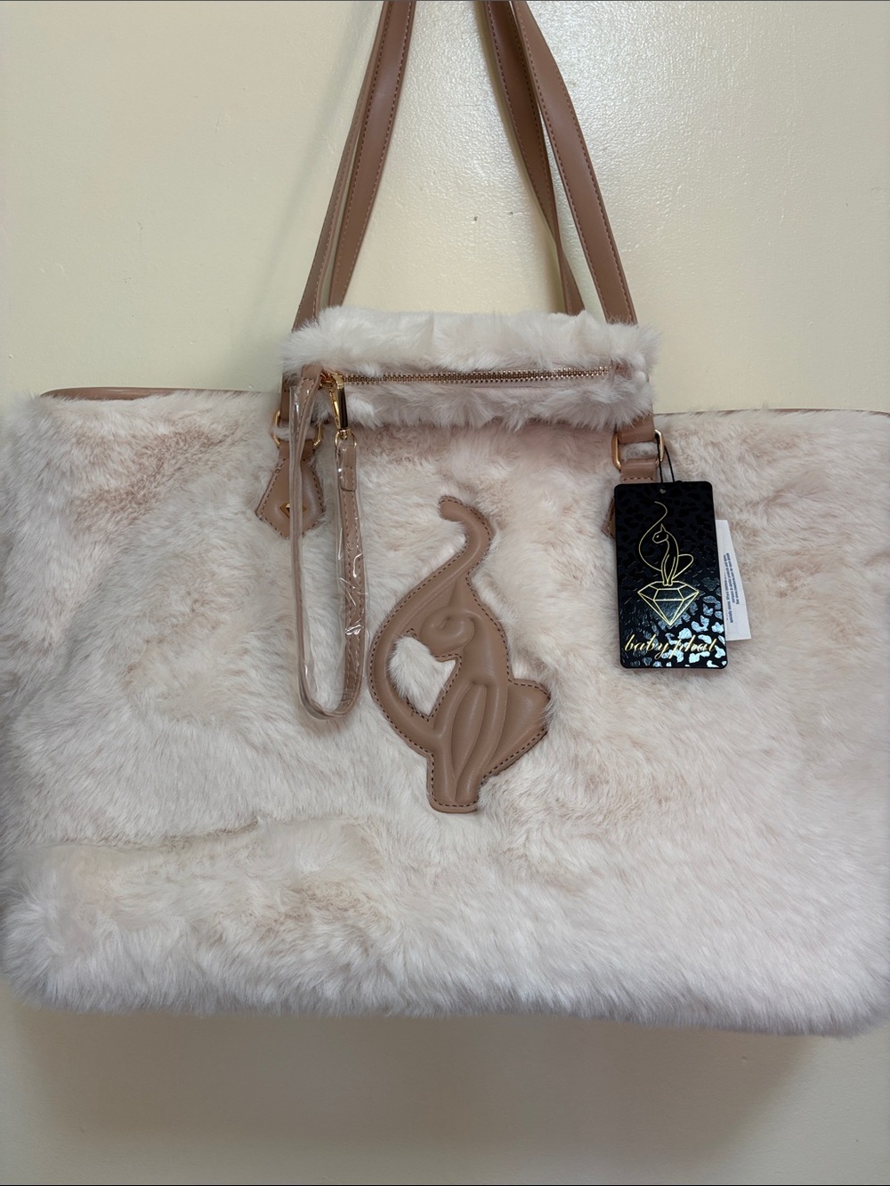NWT Baby Phat Plush Faux Fur Tote w/Matching Pouch